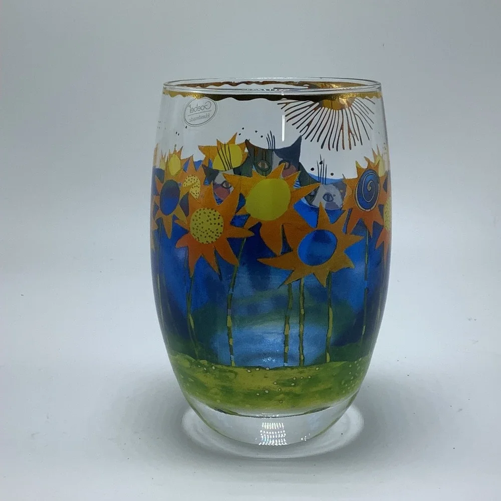 Goebel Handmade‎ Cat Sunflowers Rosina Wachtmeister Drinking Glass